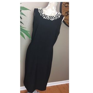 Calvin Klein Sleeveless Sheath Dress Pearls Black